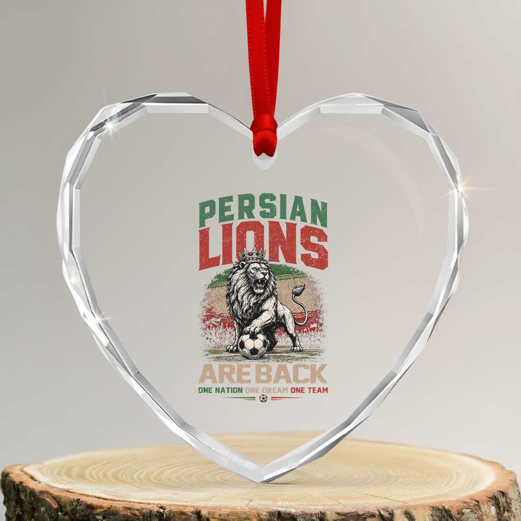 Proud Iran Soccer Fan Gift Heart Crystal Glass Ornament Persian Lions Are Back