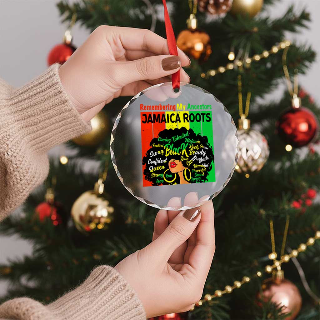 Proud Jamaican Afro Black Woman Crystal Glass Ornament Remembering My Ancestors Jamaica Pride - Wonder Print Shop