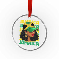 Proud Jamaican Afro Black Woman Jamaica Flag Pride Crystal Glass Ornament - Wonder Print Shop