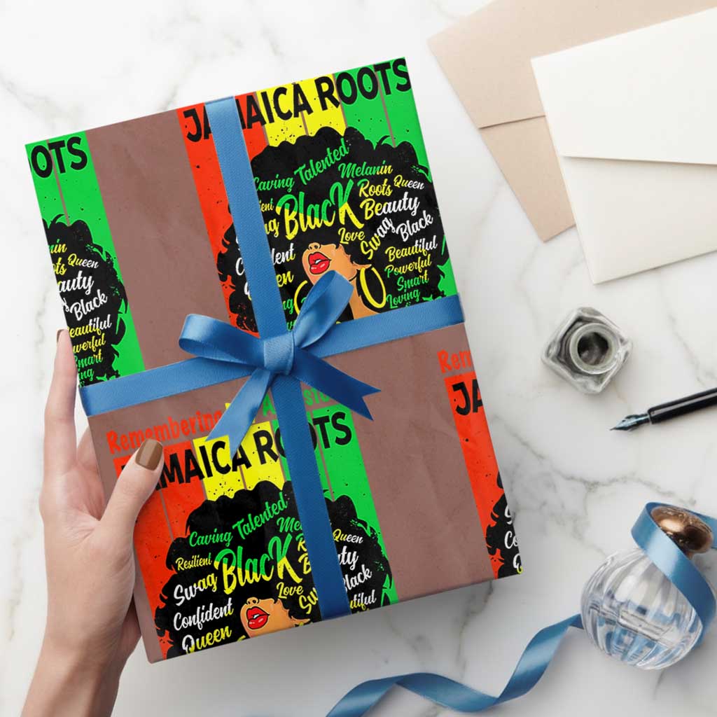 Proud Jamaican Afro Black Woman Wrapping Paper Roll Remembering My Ancestors Jamaica Pride - Wonder Print Shop