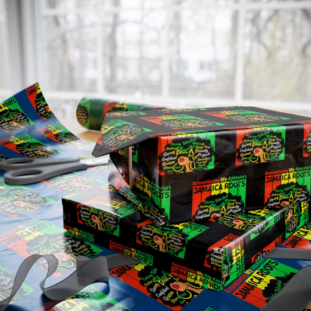 Proud Jamaican Afro Black Woman Wrapping Paper Roll Remembering My Ancestors Jamaica Pride - Wonder Print Shop
