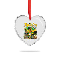 Proud Jamaican Queen Jamaica Roots Heritage Heart Crystal Glass Ornament Doctor Bird and Island Landmarks Graphic