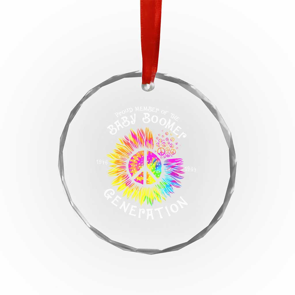 Proud Member Of The Baby Boomer Generation Crystal Glass Ornament Hippie Sunflower - Wonder Print Shop