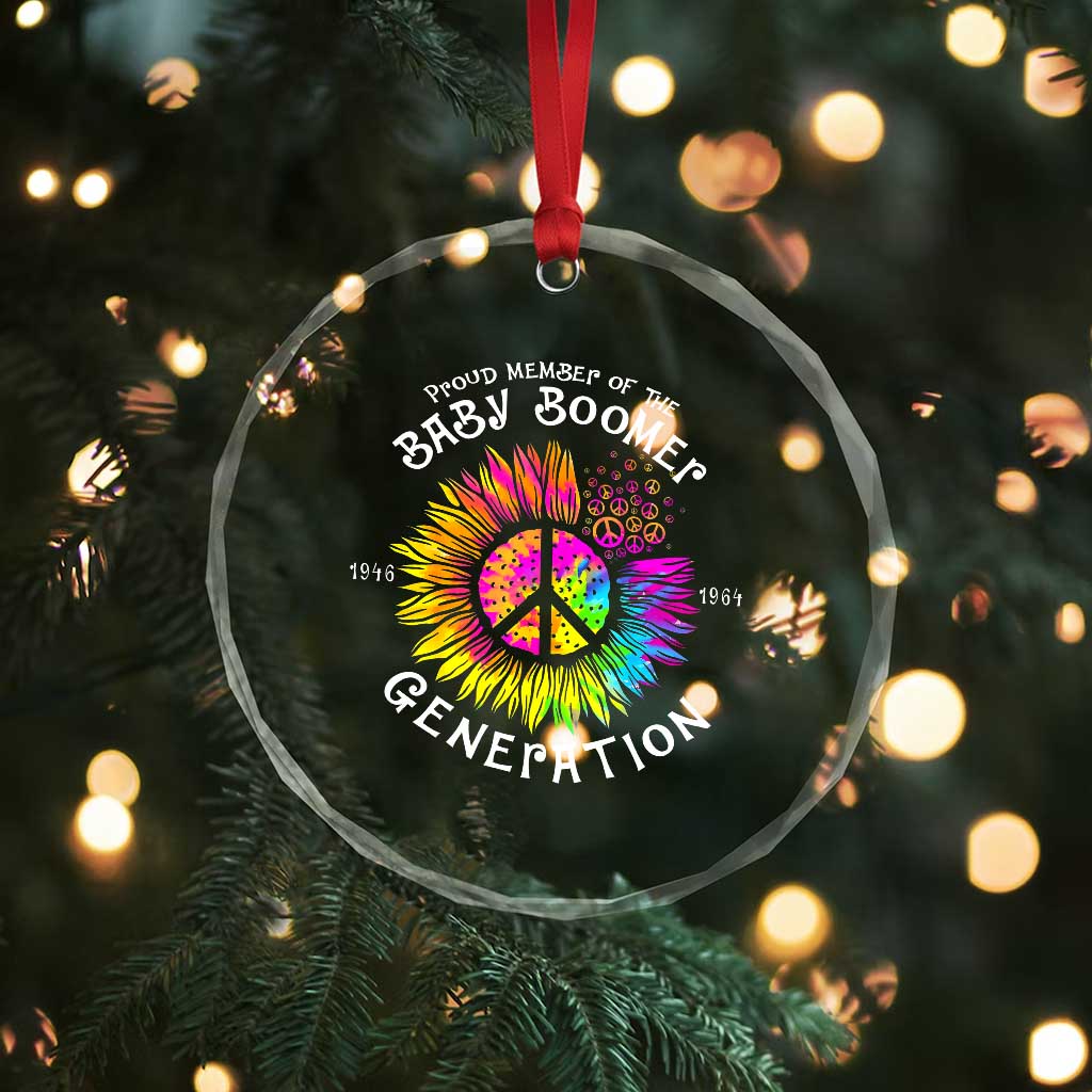 Proud Member Of The Baby Boomer Generation Crystal Glass Ornament Hippie Sunflower - Wonder Print Shop