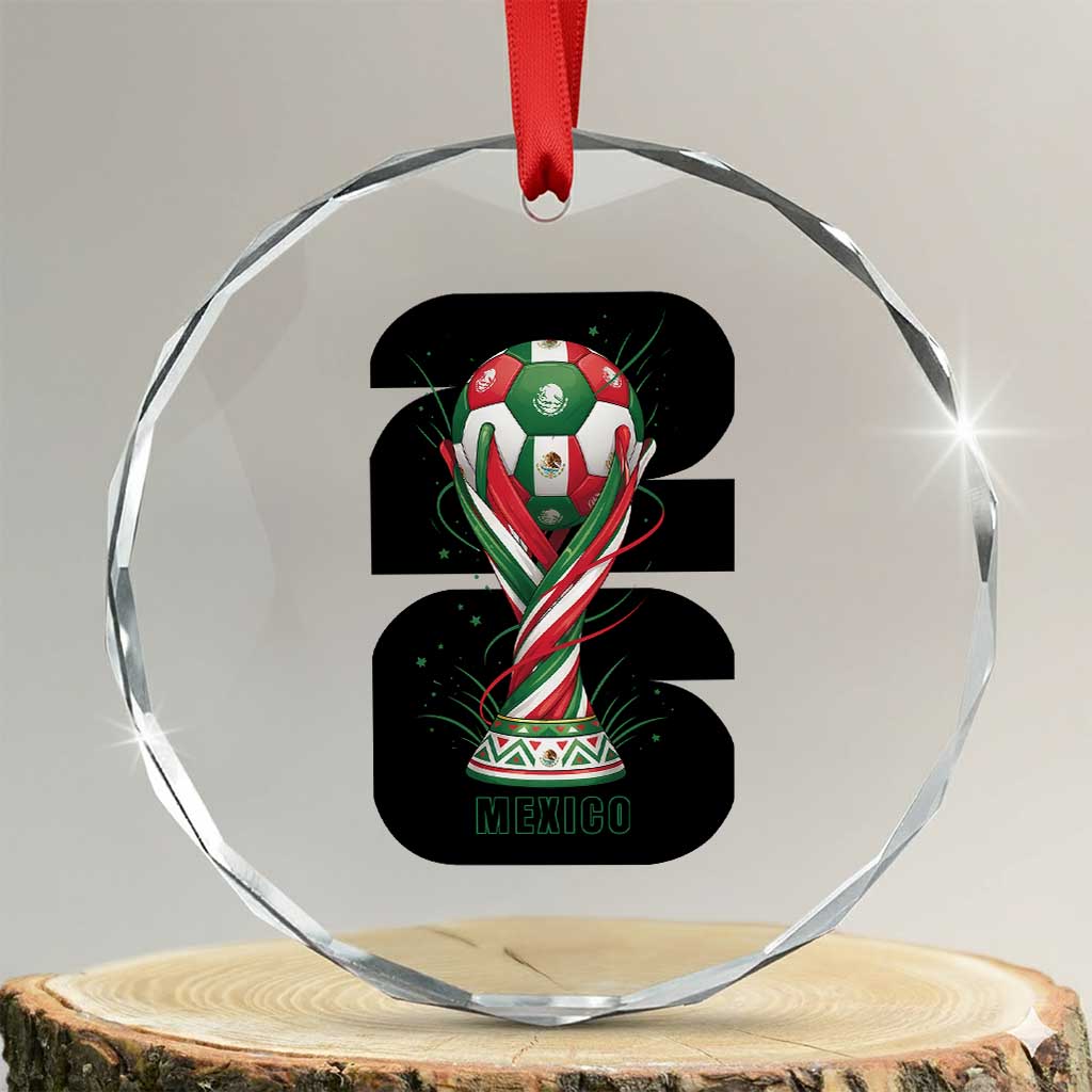 Proud Mexico National Soccer Lover Fan Gift Crystal Glass Ornament
