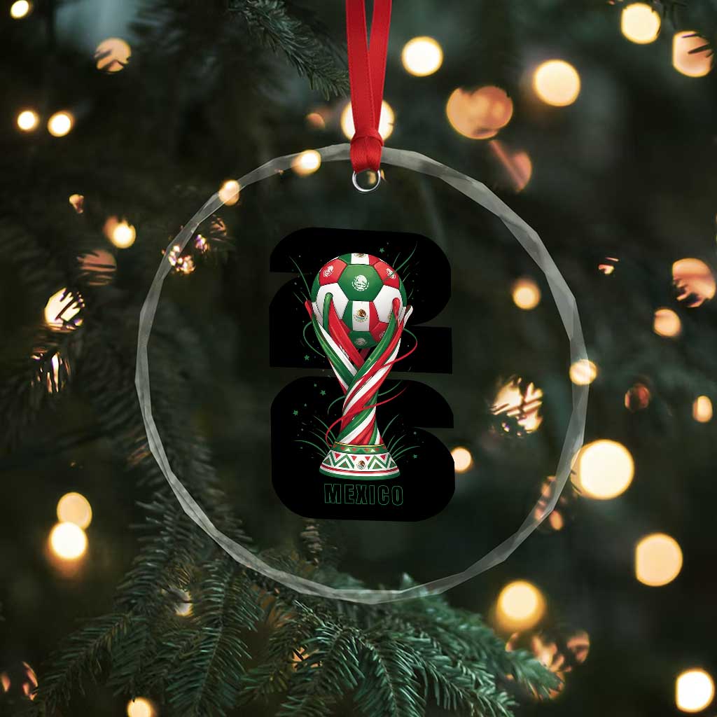 Proud Mexico National Soccer Lover Fan Gift Crystal Glass Ornament