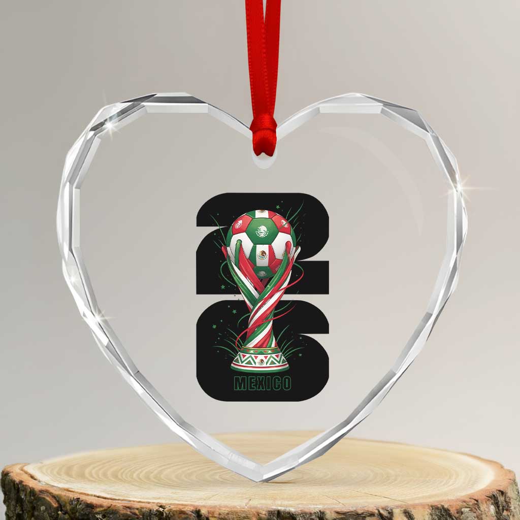Proud Mexico National Soccer Lover Fan Gift Heart Crystal Glass Ornament