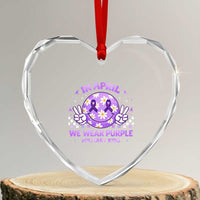 Proud Military Kids Heart Crystal Glass Ornament Groovy Smile Face In April We Wear Purple Military Child Month