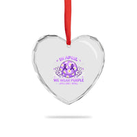 Proud Military Kids Heart Crystal Glass Ornament Groovy Smile Face In April We Wear Purple Military Child Month