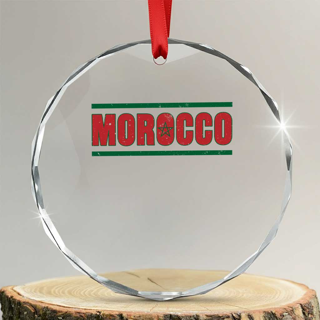 Proud Moroccan Vintage Marocco Flag Green Stripes Crystal Glass Ornament