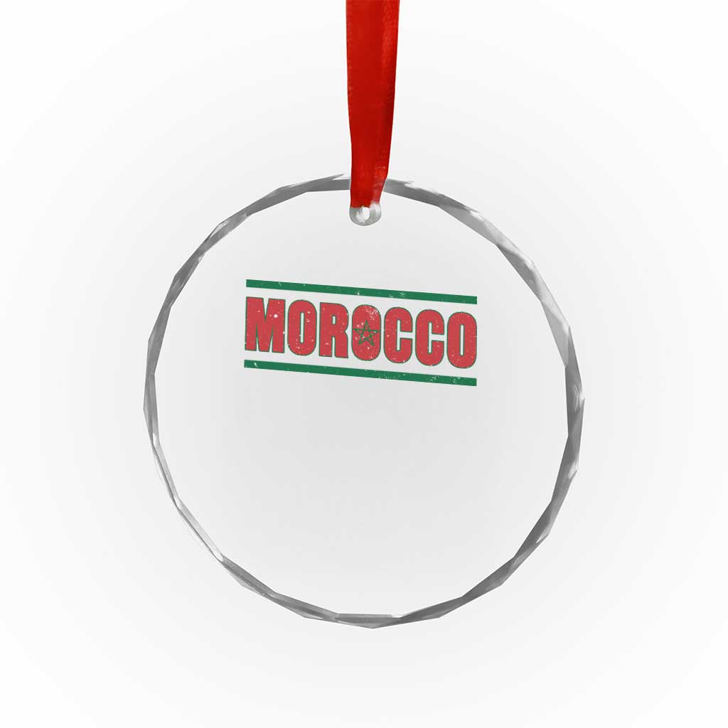 Proud Moroccan Vintage Marocco Flag Green Stripes Crystal Glass Ornament