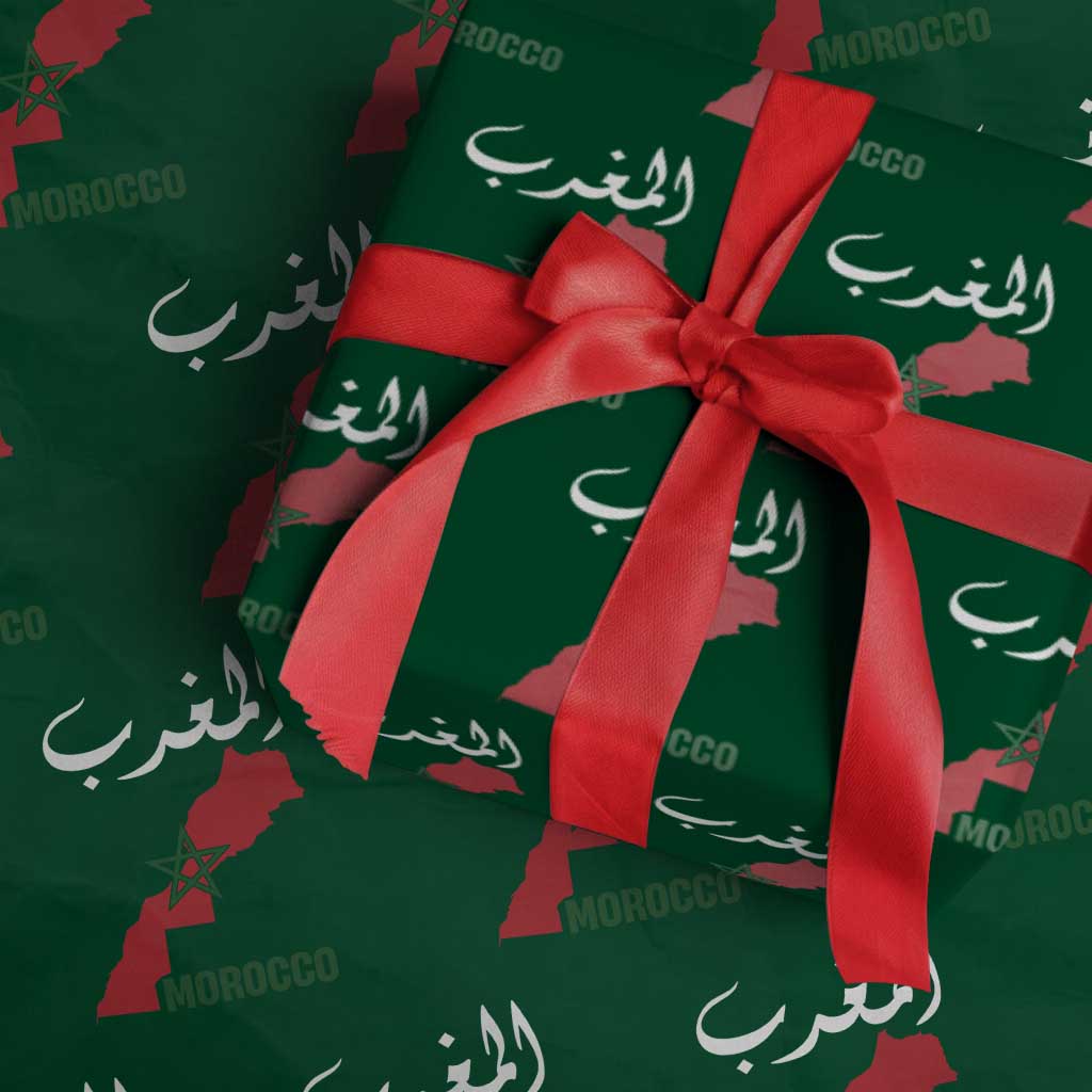 Proud Moroccan Vintage Marocco Map with Arabic Characters Wrapping Paper Roll