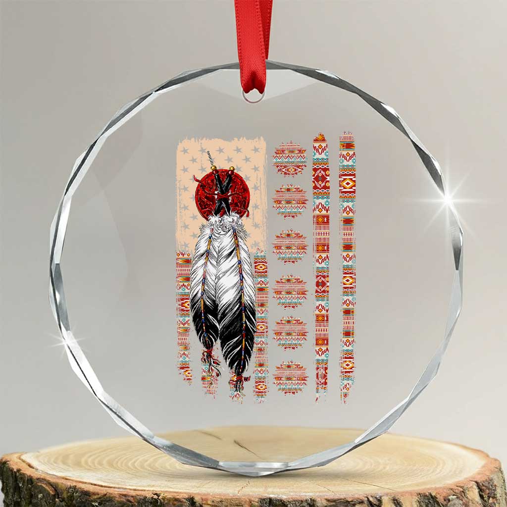 Proud Native American Flag Crystal Glass Ornament Tribal Sunflower Indigenous Peoples Day Gift
