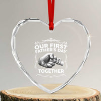 Proud New Dad Heart Crystal Glass Ornament Our First Fathers Day Together Gift
