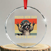 Proud New Dad It's A Boy Crystal Glass Ornament Funny Raccoon Humor Father's Day