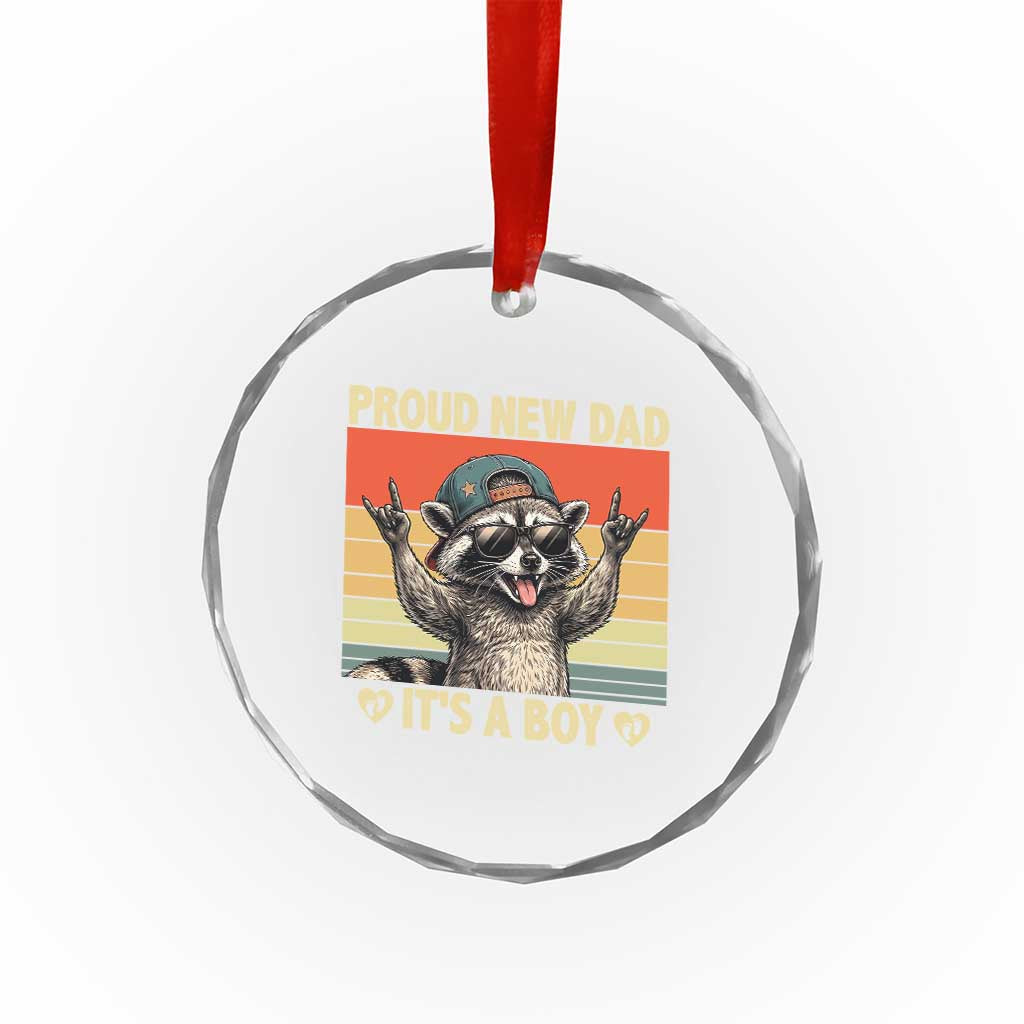 Proud New Dad It's A Boy Crystal Glass Ornament Funny Raccoon Humor Father's Day