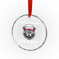 Proud New Dad It's A Boy Crystal Glass Ornament USA 250th Anniversary Raccoon Dad