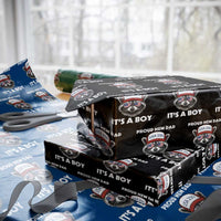 Proud New Dad It's A Boy Wrapping Paper Roll Raccoon Patriotic America 250th Anniversary