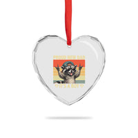 Proud New Dad It's A Boy Heart Crystal Glass Ornament Funny Raccoon Humor Father's Day