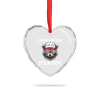 Proud New Dad It's A Boy Heart Crystal Glass Ornament Raccoon Patriotic America 250th Anniversary
