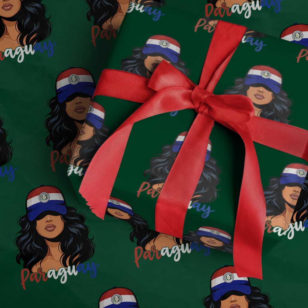 Proud Paraguayan Woman Melanin Curls Afro Latina Wrapping Paper Roll Paraguay Flag Roots Hispanic Heritage Pride