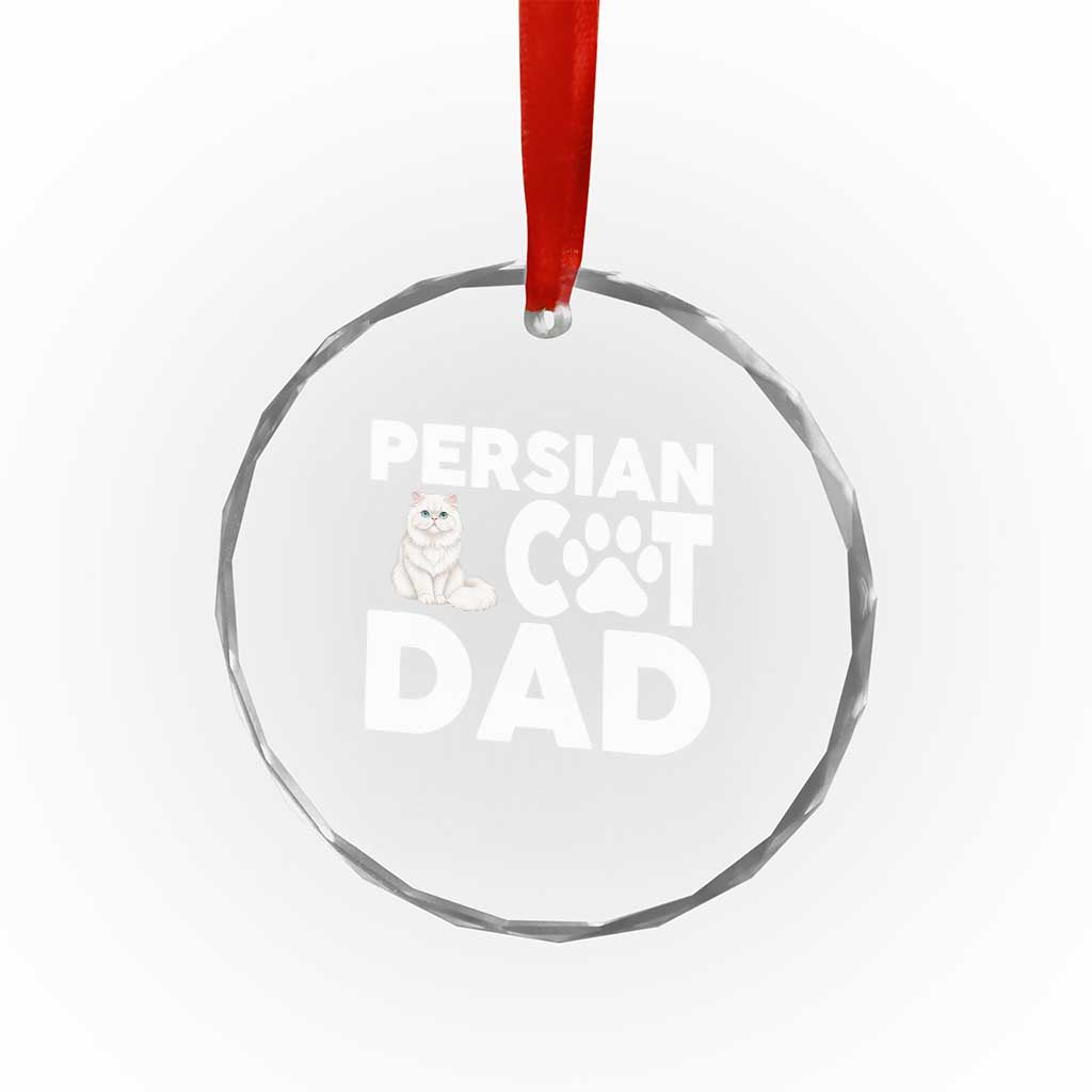Proud Persian Cat Dad Crystal Glass Ornament Funny Fluffy Cat Lover Gift