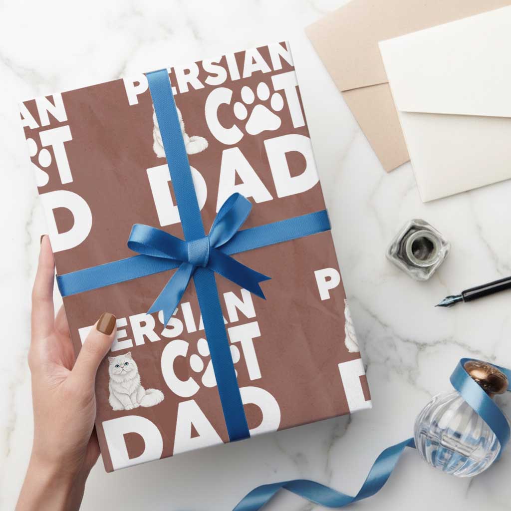 Proud Persian Cat Dad Wrapping Paper Roll Funny Fluffy Cat Lover Gift