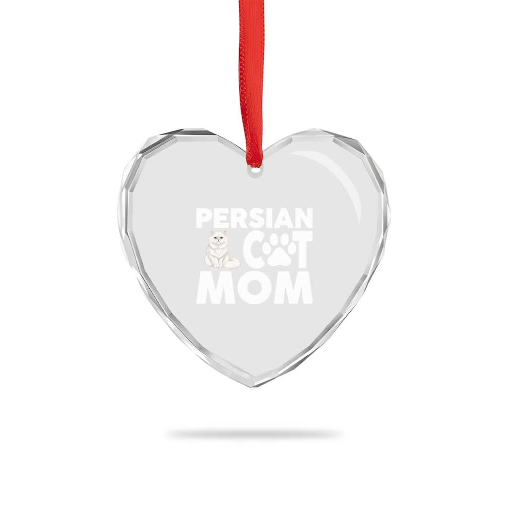 Proud Persian Cat Mom Heart Crystal Glass Ornament Fluffy Cat Lover Gift For Her
