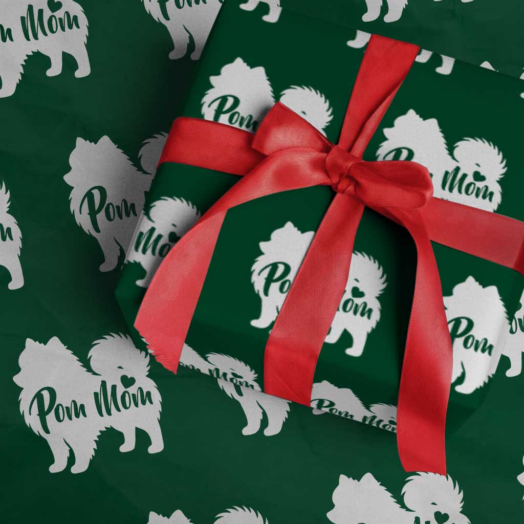 Proud Pom Mom Wrapping Paper Roll Pomeranian Dog Lover Gift