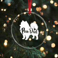 Proud Pomeranian Dad Crystal Glass Ornament Small Breed Dog Owner Gift