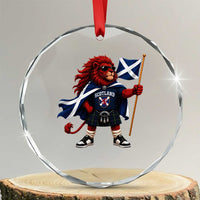 Proud Scotland Rampant Lion Crystal Glass Ornament Scottish Flag Red Lion Mascot with Kilt Football Fans