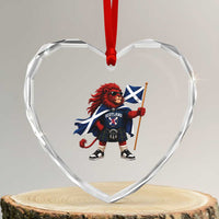 Proud Scotland Rampant Lion Heart Crystal Glass Ornament Scottish Flag Red Lion Mascot with Kilt Football Fans