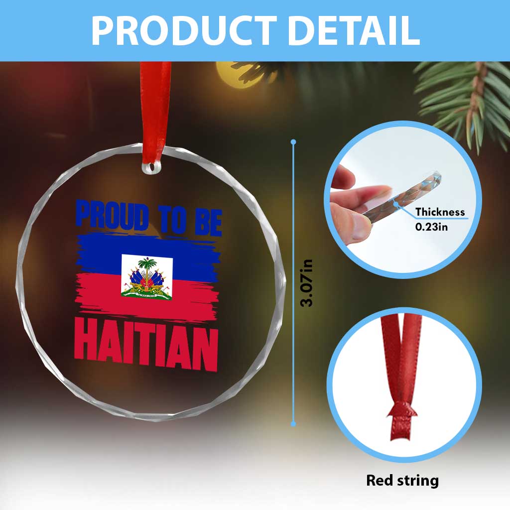 Proud To Be Haitian Crystal Glass Ornament Haiti Flag Heritage Pride