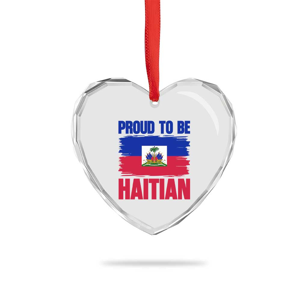 Proud To Be Haitian Heart Crystal Glass Ornament Haiti Flag Heritage Pride