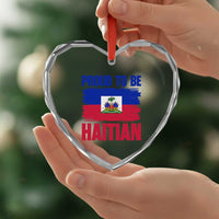 Proud To Be Haitian Heart Crystal Glass Ornament Haiti Flag Heritage Pride