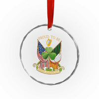 Proud To Be Irish American Crystal Glass Ornament Vintage Ireland USA Flag Shamrock Harp - Wonder Print Shop