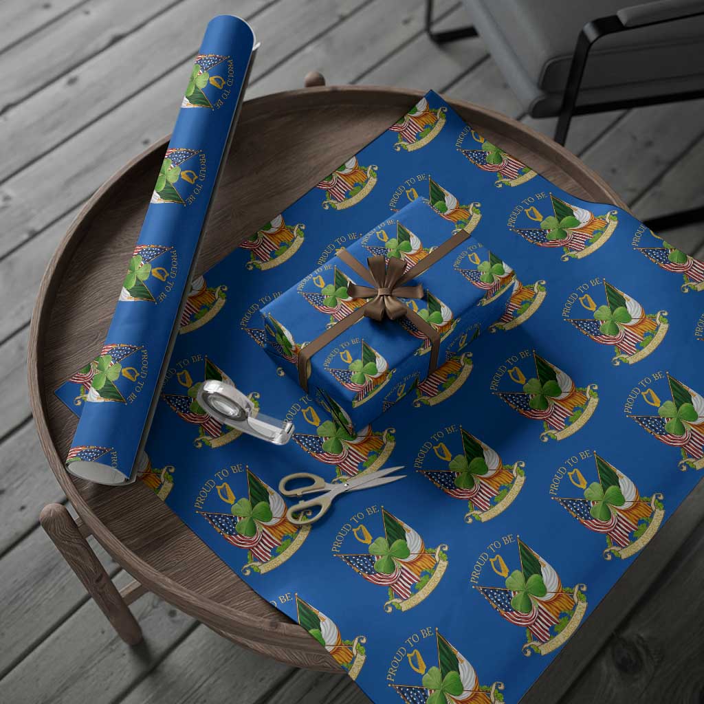 Proud To Be Irish American Wrapping Paper Roll Vintage Ireland USA Flag Shamrock Harp - Wonder Print Shop