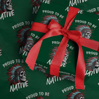 Proud To Be Native Wrapping Paper Roll Native American Skull Headdress Graphic