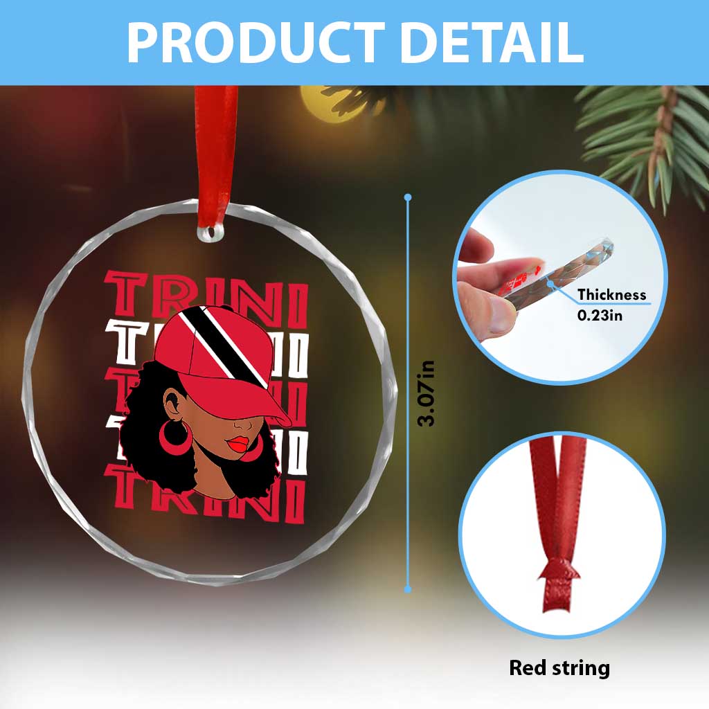 Proud Trini Afro Black Woman Crystal Glass Ornament Trinidad and Tobago Flag Pride TS10