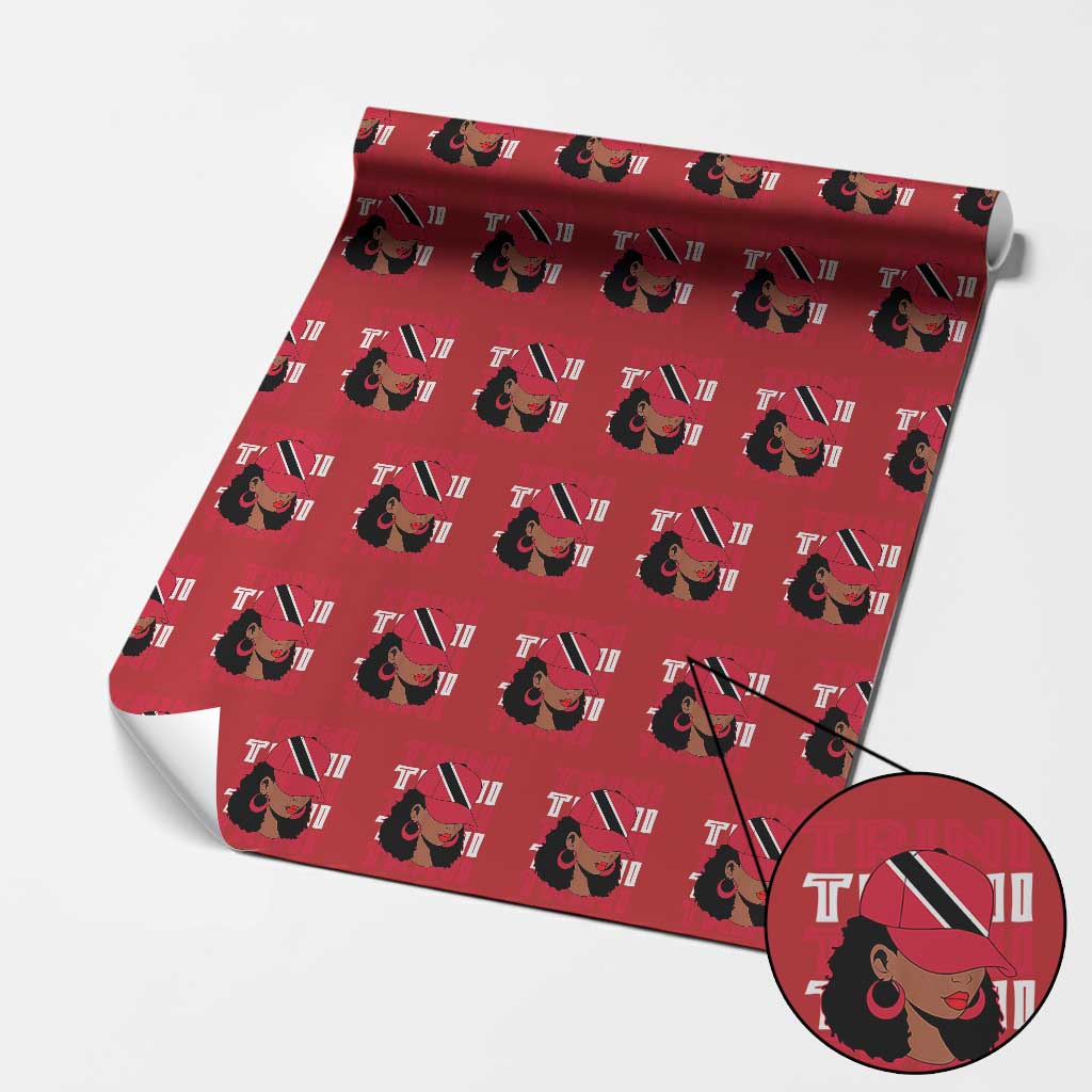 Proud Trini Afro Black Woman Wrapping Paper Roll Trinidad and Tobago Flag Pride - Wonder Print Shop