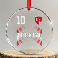 Proud Turkiye Soccer Fans Number 10 Jersey Style Crystal Glass Ornament Patriotic Turkish Football Turkey Sports Lover
