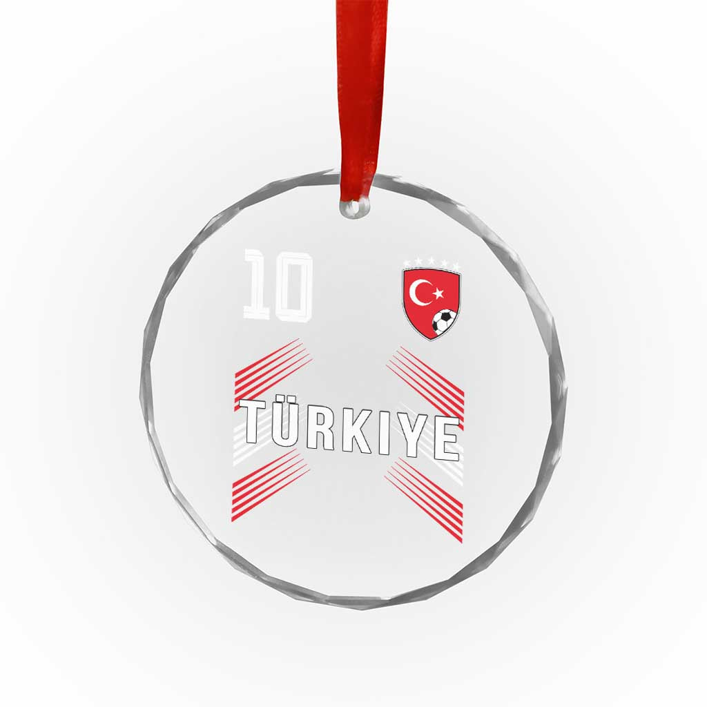 Proud Turkiye Soccer Fans Number 10 Jersey Style Crystal Glass Ornament Patriotic Turkish Football Turkey Sports Lover