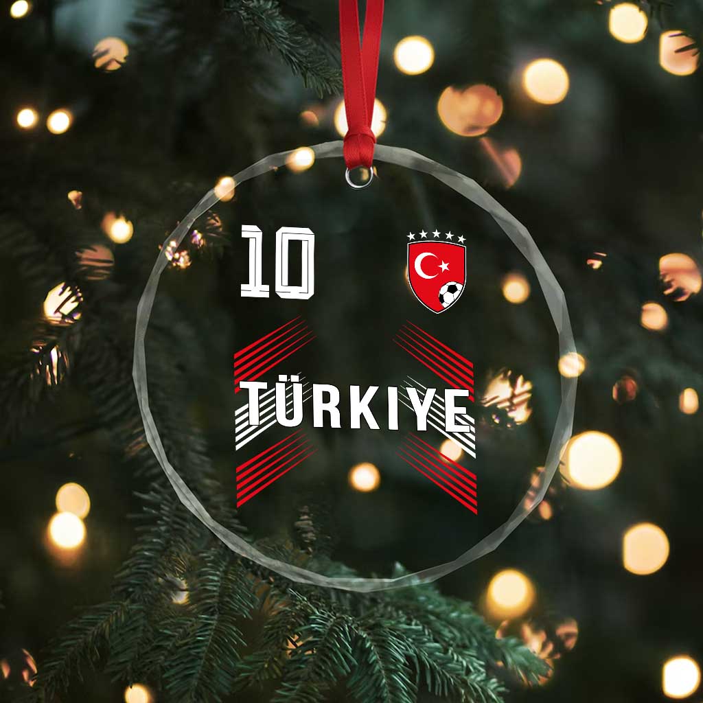Proud Turkiye Soccer Fans Number 10 Jersey Style Crystal Glass Ornament Patriotic Turkish Football Turkey Sports Lover