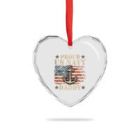 Proud US Navy Daddy Heart Crystal Glass Ornament Vintage American Flag Anchor - Wonder Print Shop