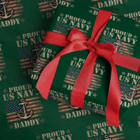 Proud US Navy Daddy Wrapping Paper Roll Vintage American Flag Anchor - Wonder Print Shop