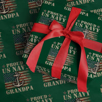 Proud US Navy Grandpa Wrapping Paper Roll Vintage American Flag Anchor - Wonder Print Shop