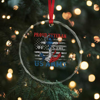 Proud Veteran Of The US Army Crystal Glass Ornament Vintage American Flag Anchor TS11