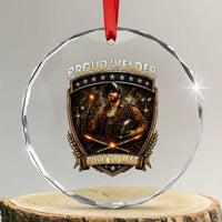 Proud Welder Graphic Crystal Glass Ornament Built To Last Worker Gift