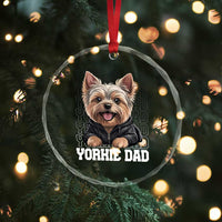 Proud Yorkshire Terrier Dad Crystal Glass Ornament Fathers Day Dog Lover Gift