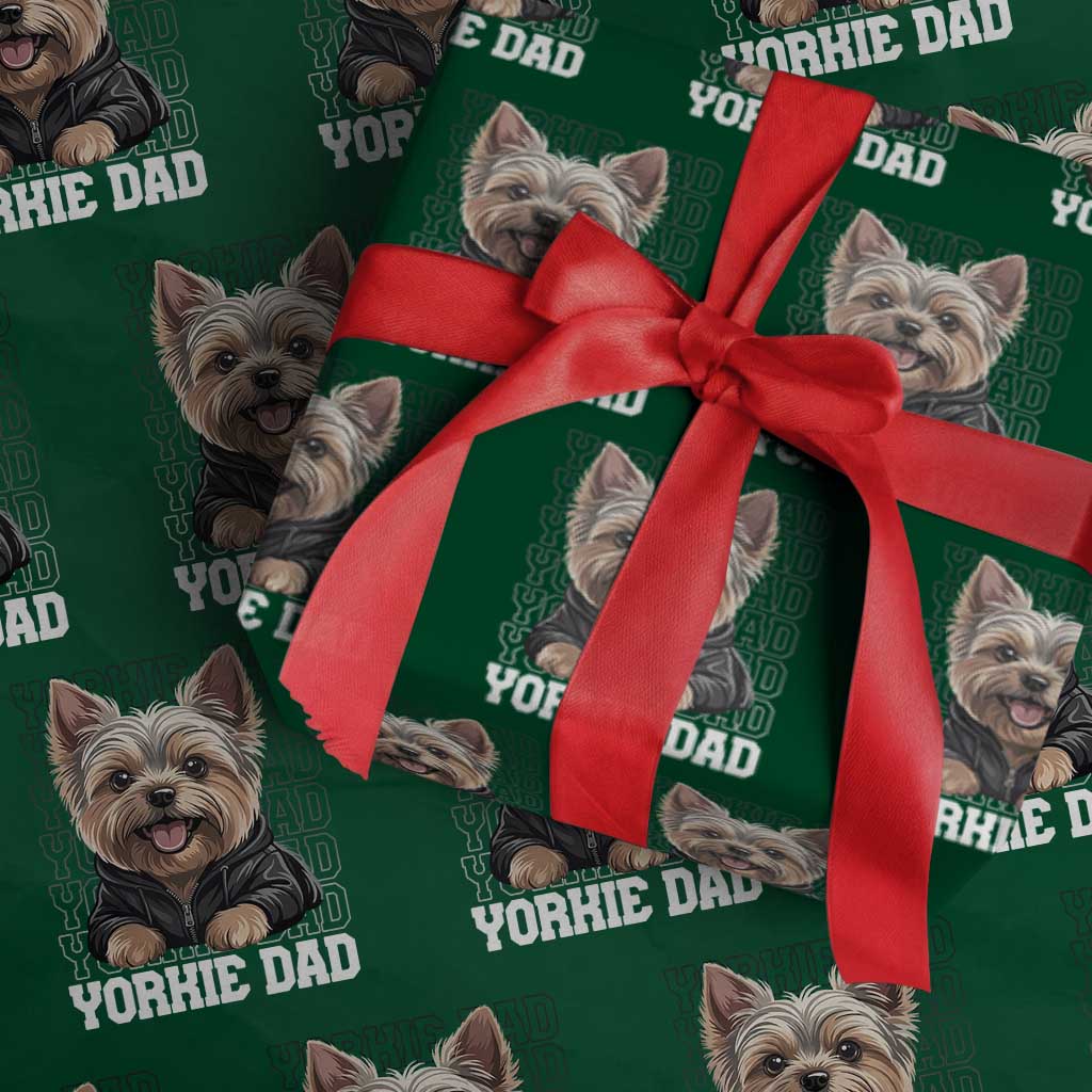Proud Yorkshire Terrier Dad Wrapping Paper Roll Fathers Day Dog Lover Gift